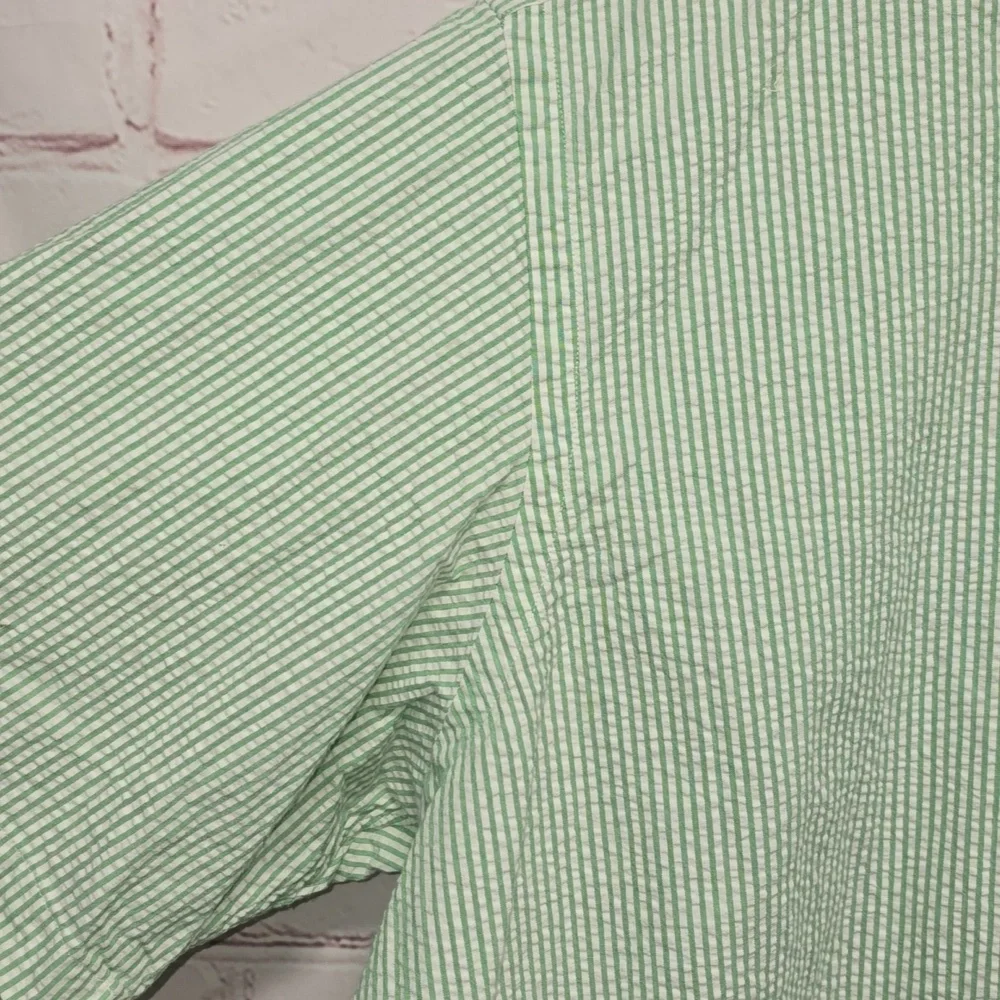 Vintage Ralph Lauren Classic Fit Seersucker Short Sleeve Shirt Mens Size XL